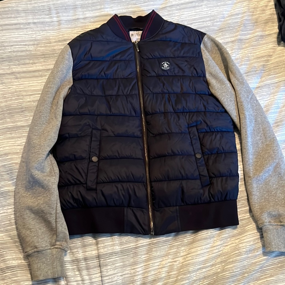 Nice zip up sweater, Blue and grey